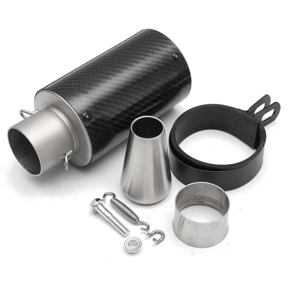 28-51mm Motorcycle Cylinder Exhaust Muffler Pipe Bluing/Carbon Fiber Universal - Blue - Image 2