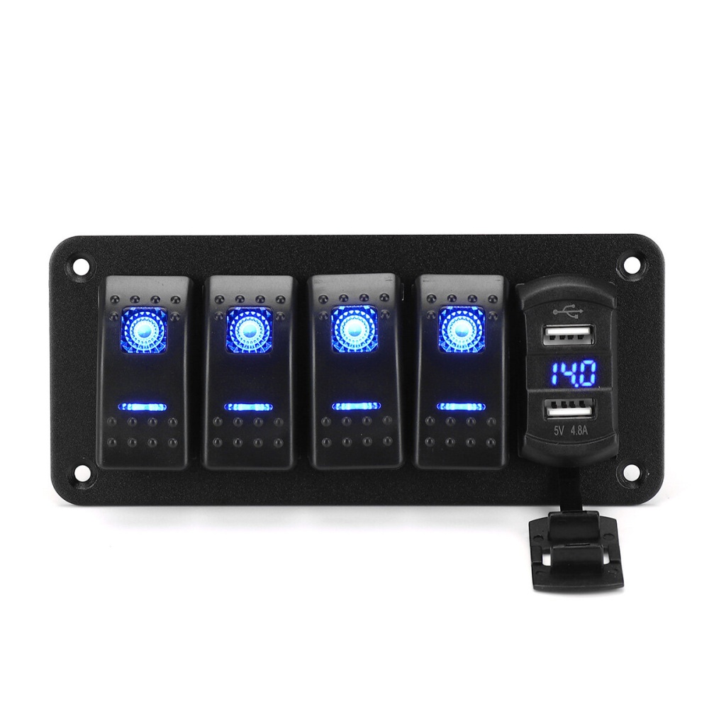 4/5/6 Gang Green Rocker Switch Panel Circuit Breaker LED Waterproof Car Marine - 4 - Image 2