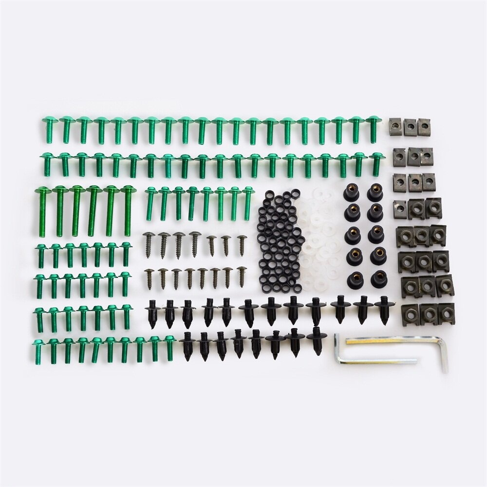 10pcs/223pcs Screws Set Motorcycle Fairing Windshield Body Modification Bolt Set - Green - Image 2