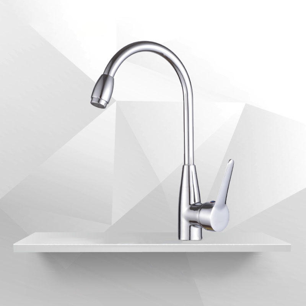 Red-crowned Crane Single Hole Hot and Cold High Curved Basin Kitchen Faucet - Image 2