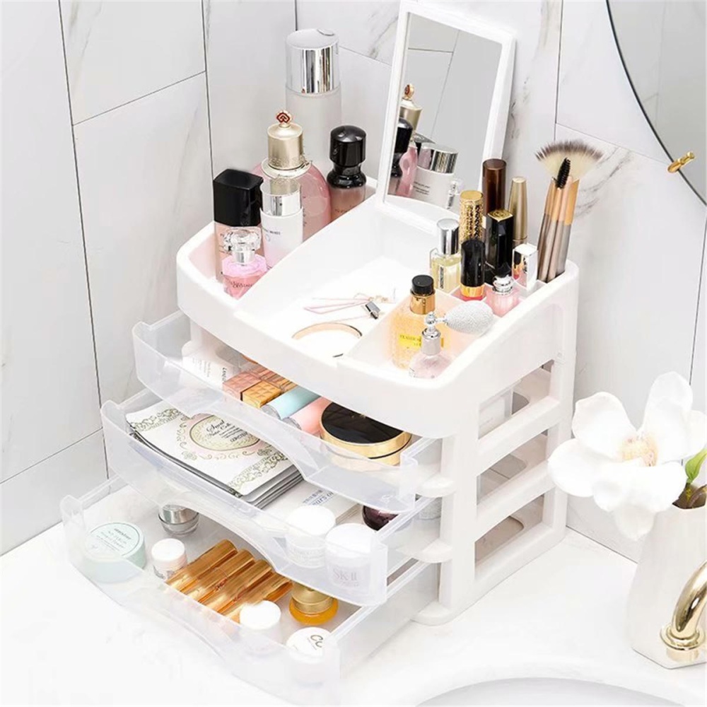 2/3 Layers Clear Drawers Makeup Case Cosmetic Organizer Storage Jewelry Box Holder - 2 Layers - Image 2