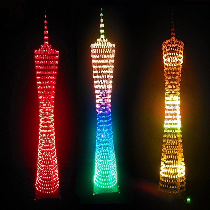 Colorful Bluetooth Canton Tower Parts 32 Layers * 32 Columns Electronic DIY Kit LED Light Cube Music Ppectrum - #1 - Image 2