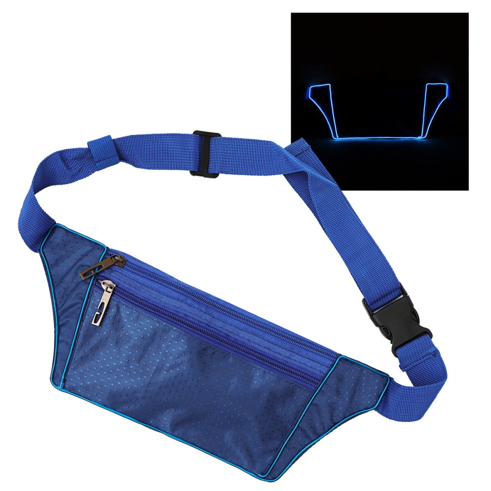 3 Modes EL Cold Light Sport Waist Bag Outdoor Climb Hiking Ultra-thin Anti-theft - Blue - Image 2