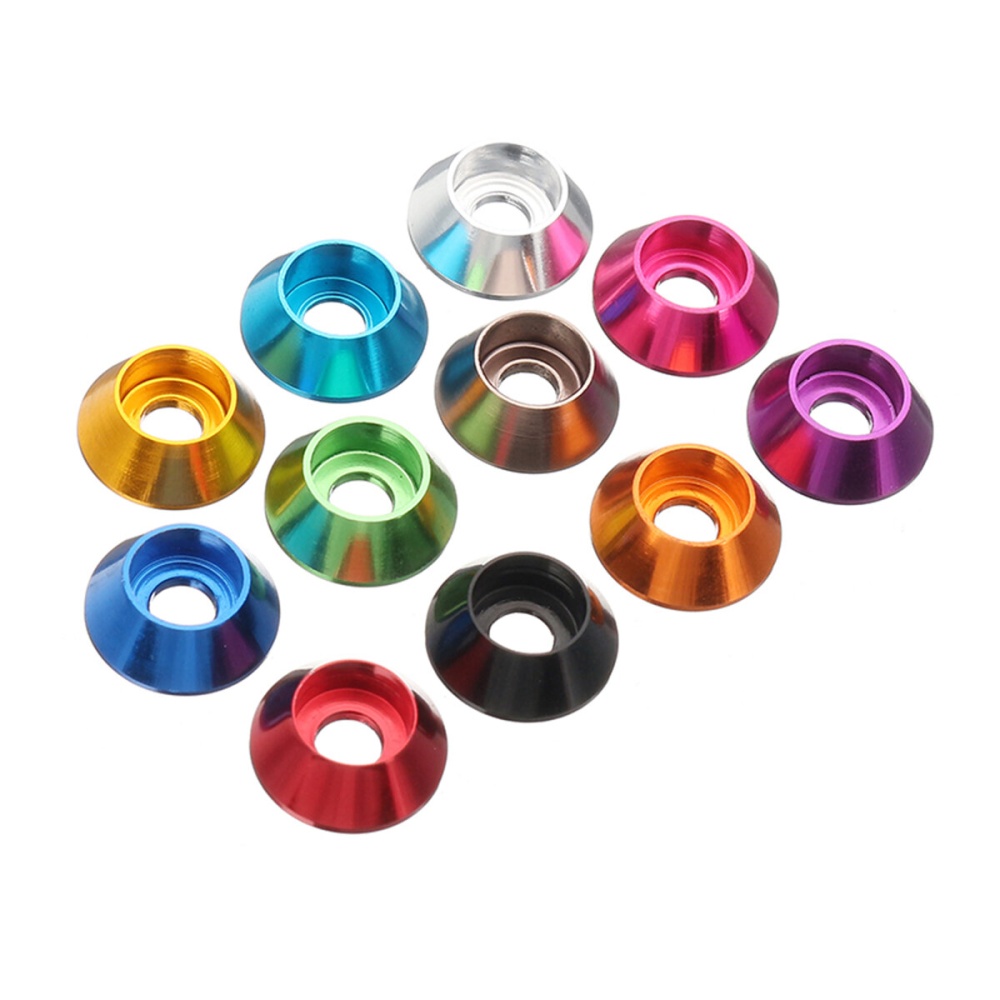 Suleve M3AN13 50Pcs M3 Cup Head Hex Screw Gasket Washer Nuts Aluminum Alloy Multicolor - Orange - Image 2