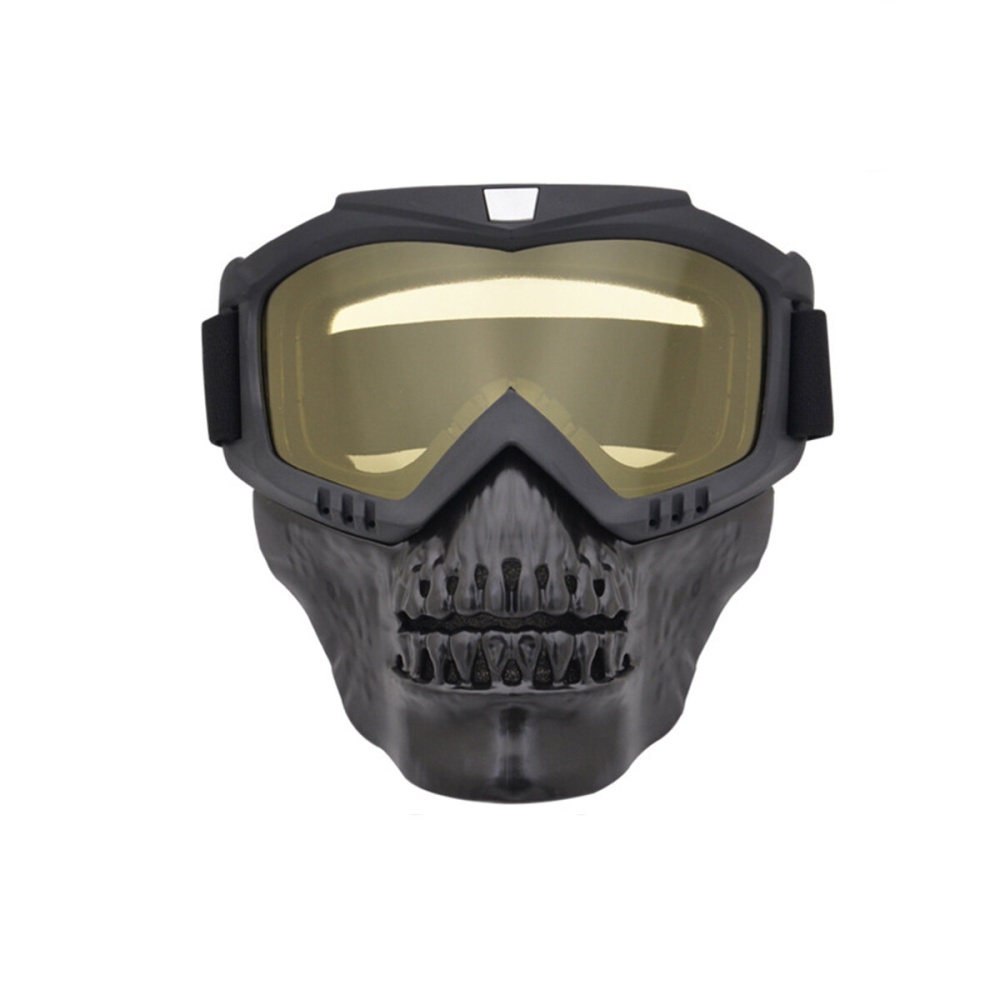 Reflective Motorcycle Skull Glasses Face Cover Outdoor Sport Bike Shield Goggles - Yellow - Image 2