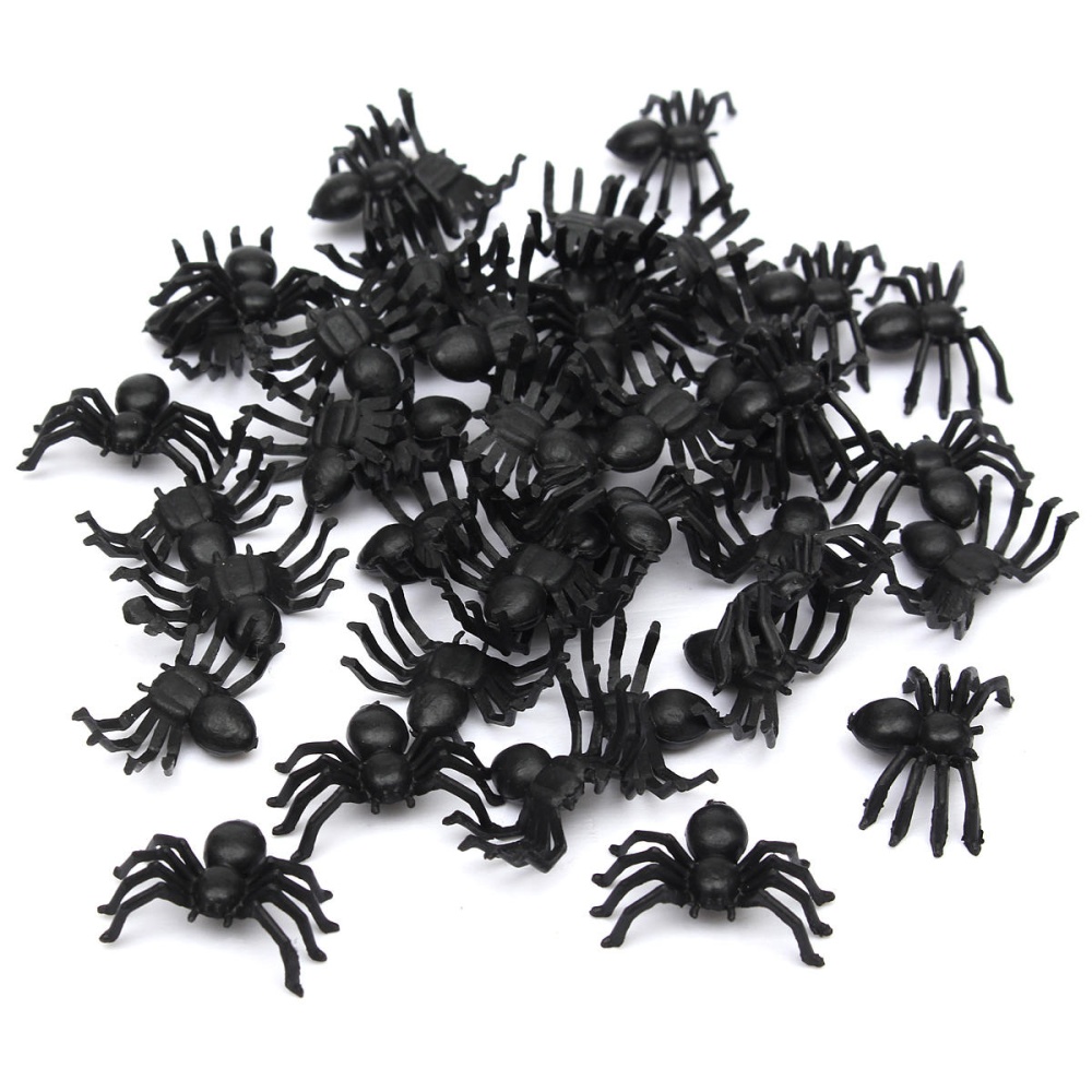 50pcs  Plastic Spiders Spider Funny Joking Toy Decoration - Image 2