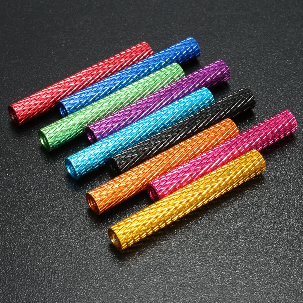 Suleve M3AS8 10Pcs M3 35mm Knurled Standoff Bolt Aluminum Alloy 6061 Anodized Spacer Multicolor - Light Blue - Image 2