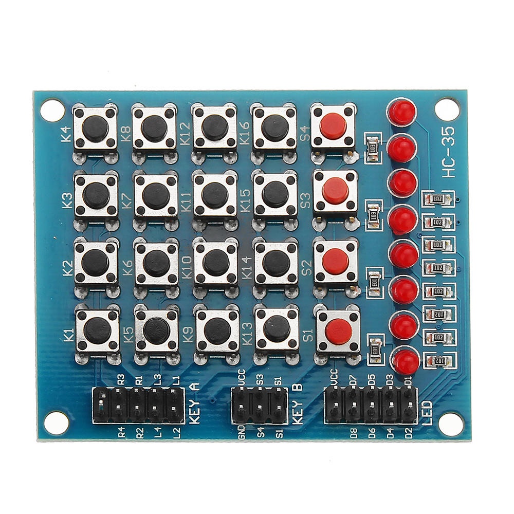 3pcs 8 LED 4x4 Push Button Switch 16 Keys Matrix Independent Keyboard Module For AVR ARM STM32 - Image 2