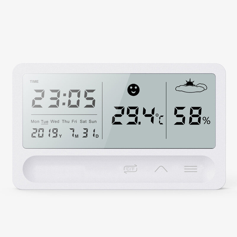 Bakeey HS-21 Electronic Temperature and Humidity Multifunctional USB Charging Touch LCD Digital Diplay Indoor Weather Station Gauge Clock - Image 2