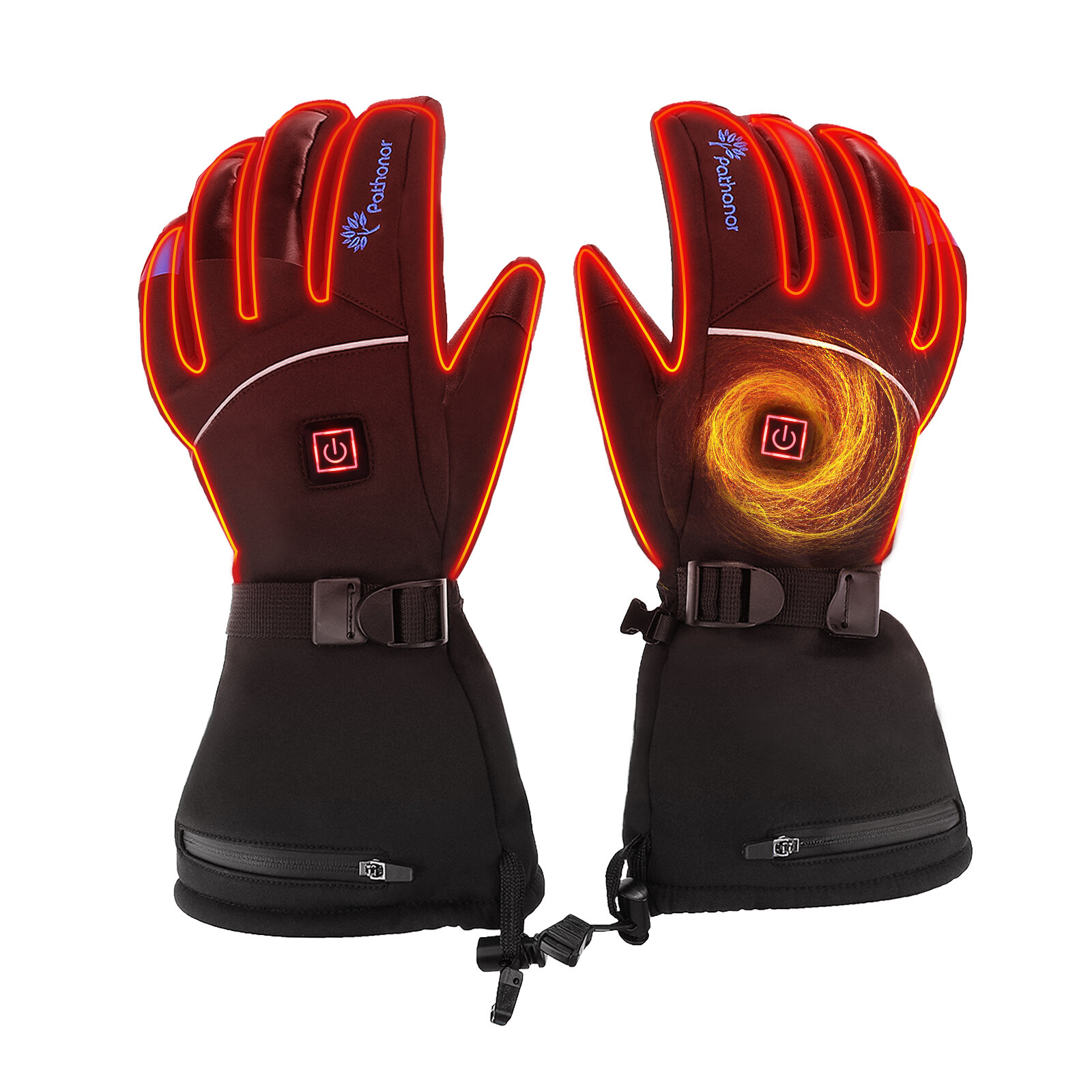 PATHONOR 60? Waterproof Electric Heating Gloves Built-in 7.4V 2600mAh Lithium Battery 3 Grades Temperature Setting - XL