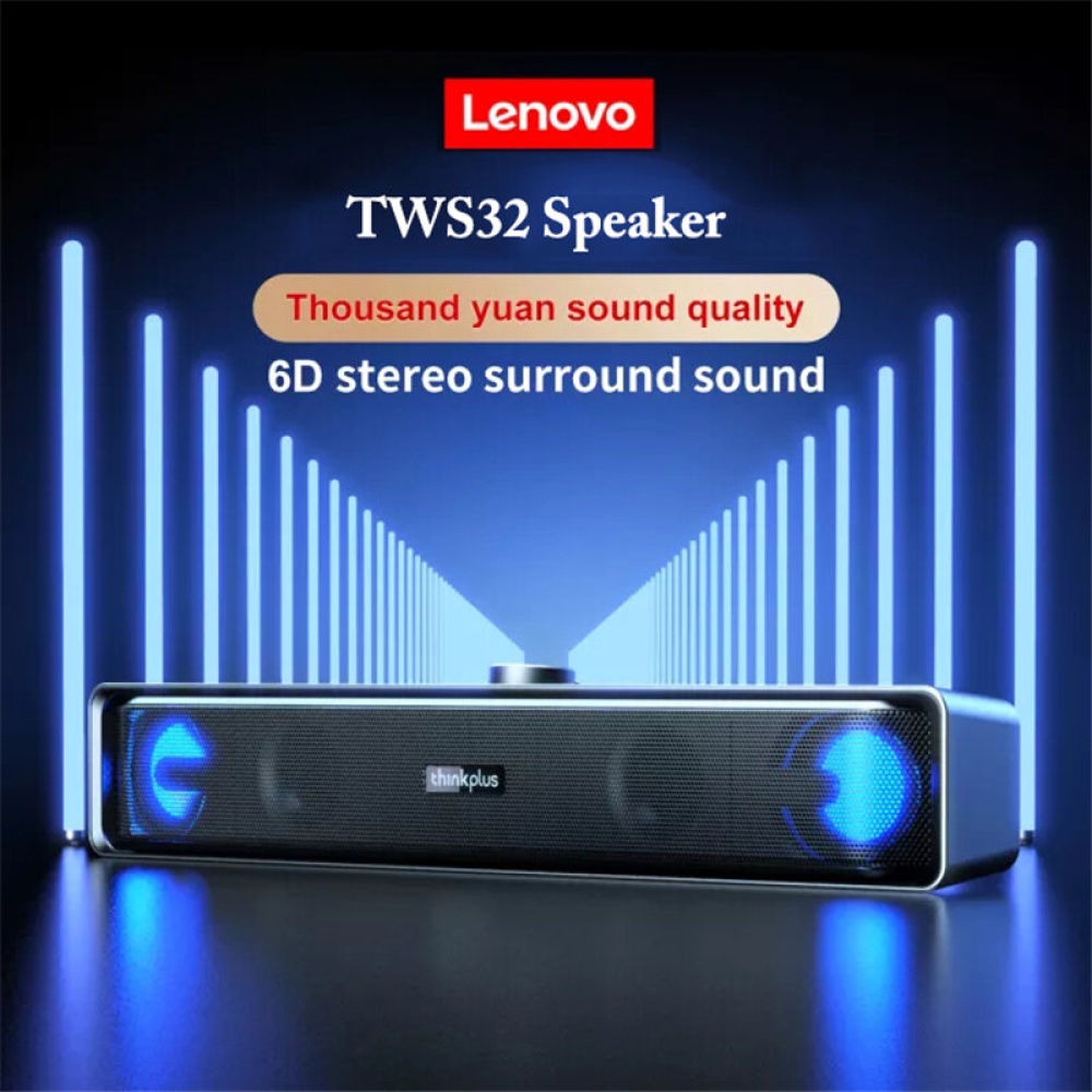 Lenovo TS32 Desktop Speaker 6D Stereo Surround Sound Subwoofer Two Dual Bass bluetooth V5.0 Thinkplus Speaker USB 3.5mm Wired Soundbar Music Player - - Image 2