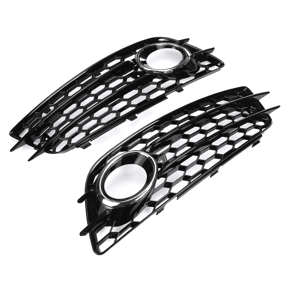 Plating Front Fog Light Cover Honeycomb Hex Grille Grill For Audi A4 B8 S-Line S4 2008-2012 - Image 2