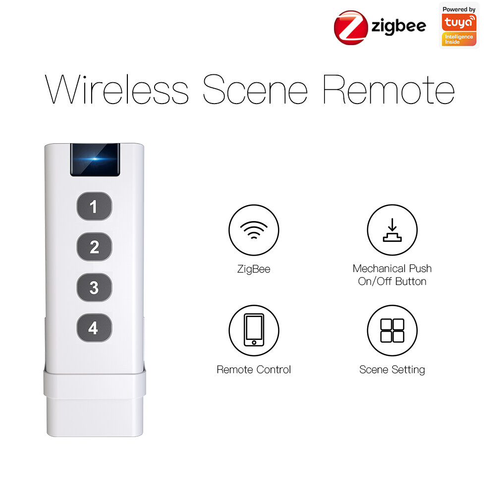 Moeshouse ZB Smart Home Wireless Scene Switch 4 Gang Remote Portable Tuya ZB Hub Required No Limit to Control Devices - Image 2