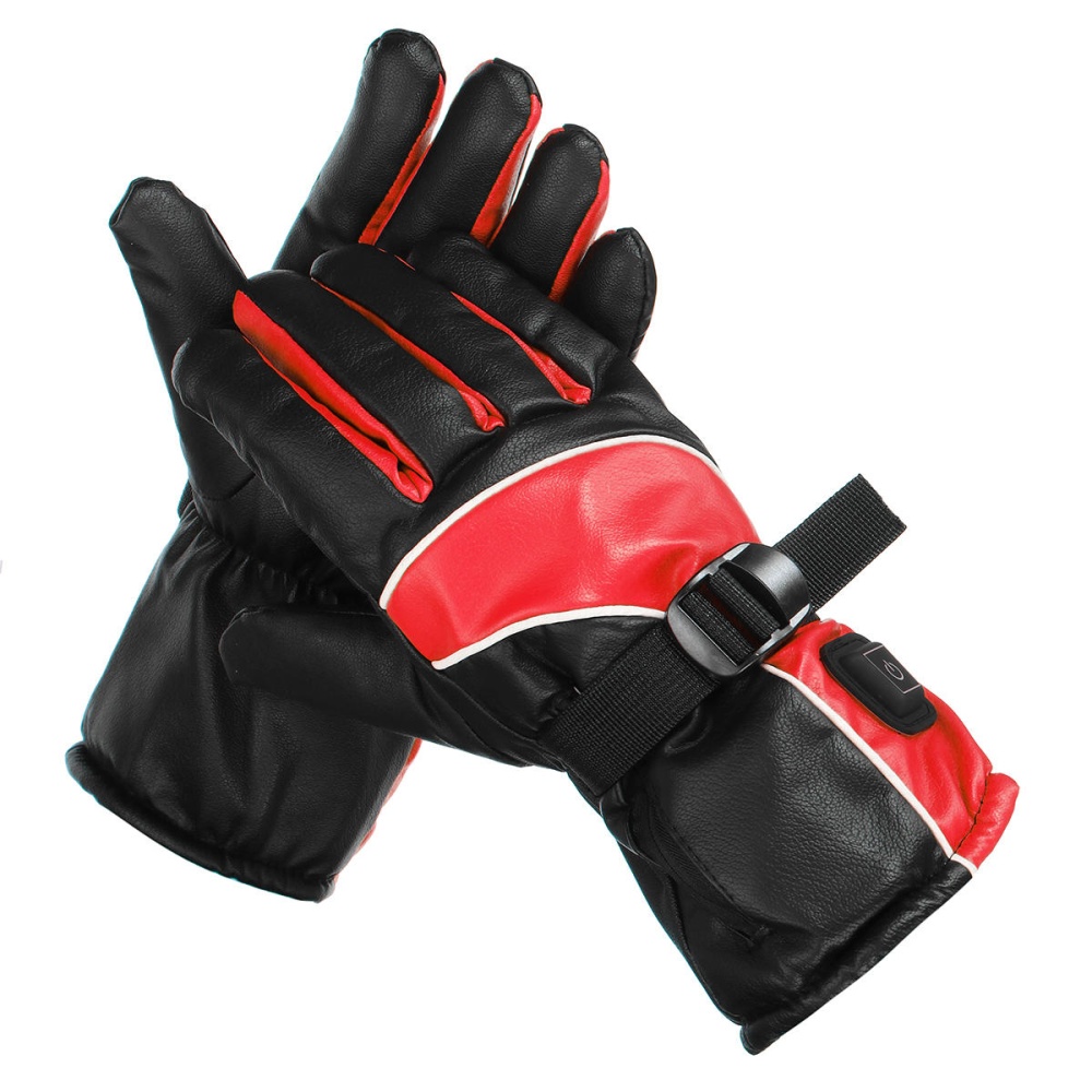 Men Women 3 Gear Winter Heated Gloves Skiing Waterproof Mittens Thermal Snowboard Motorcycle Riding - Pink