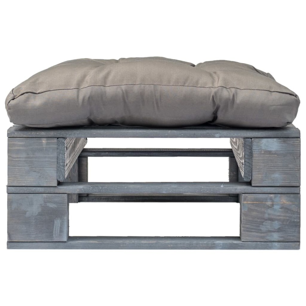 Garden pouf with gray cushion pallet wood gray - Image 2