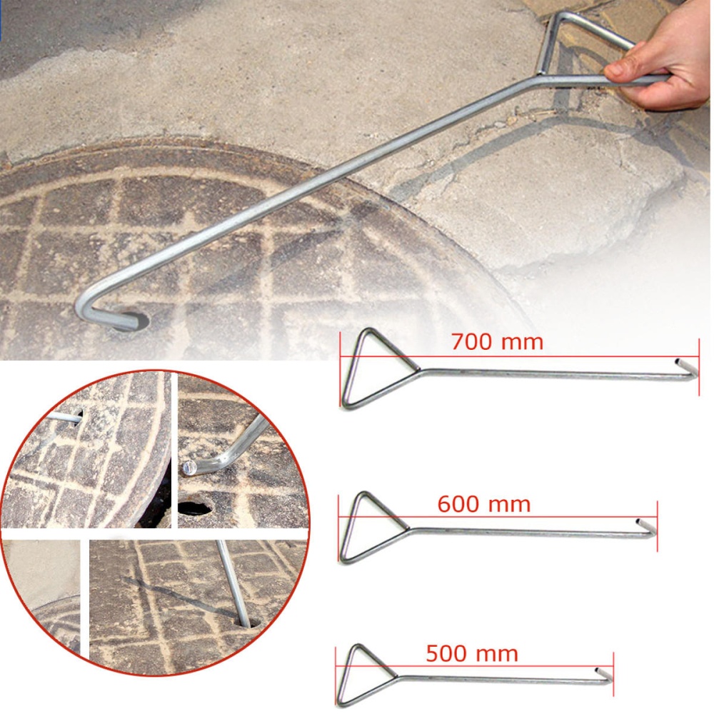 50/60/70cm Carbon Steel Manhole Sewer Cover Hook Clasp Handle Tool Anti-rust - 60cm - Image 2