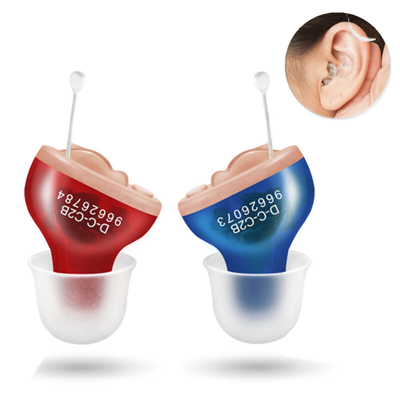 Bakeey T1S Mini Hearing Aid In The Ear Wireless Headphones Ears Aids Battery Sound Amplifier for Elderly Severe Hearing Loss - Red