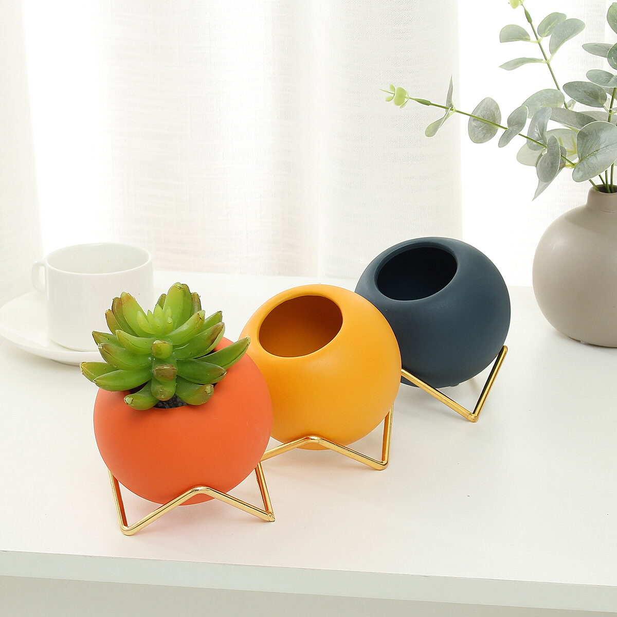 Home Decoration Nordic Light Luxury Living Room Bedroom Room Cabinet Desk Porch Decoration - Orange - Image 2