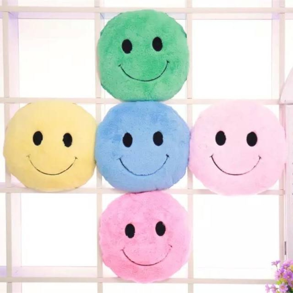 Cute Smiling Expression Plush Throw Pillow Soft Sofa Car Office Cushion Home Decor Gift - Green
