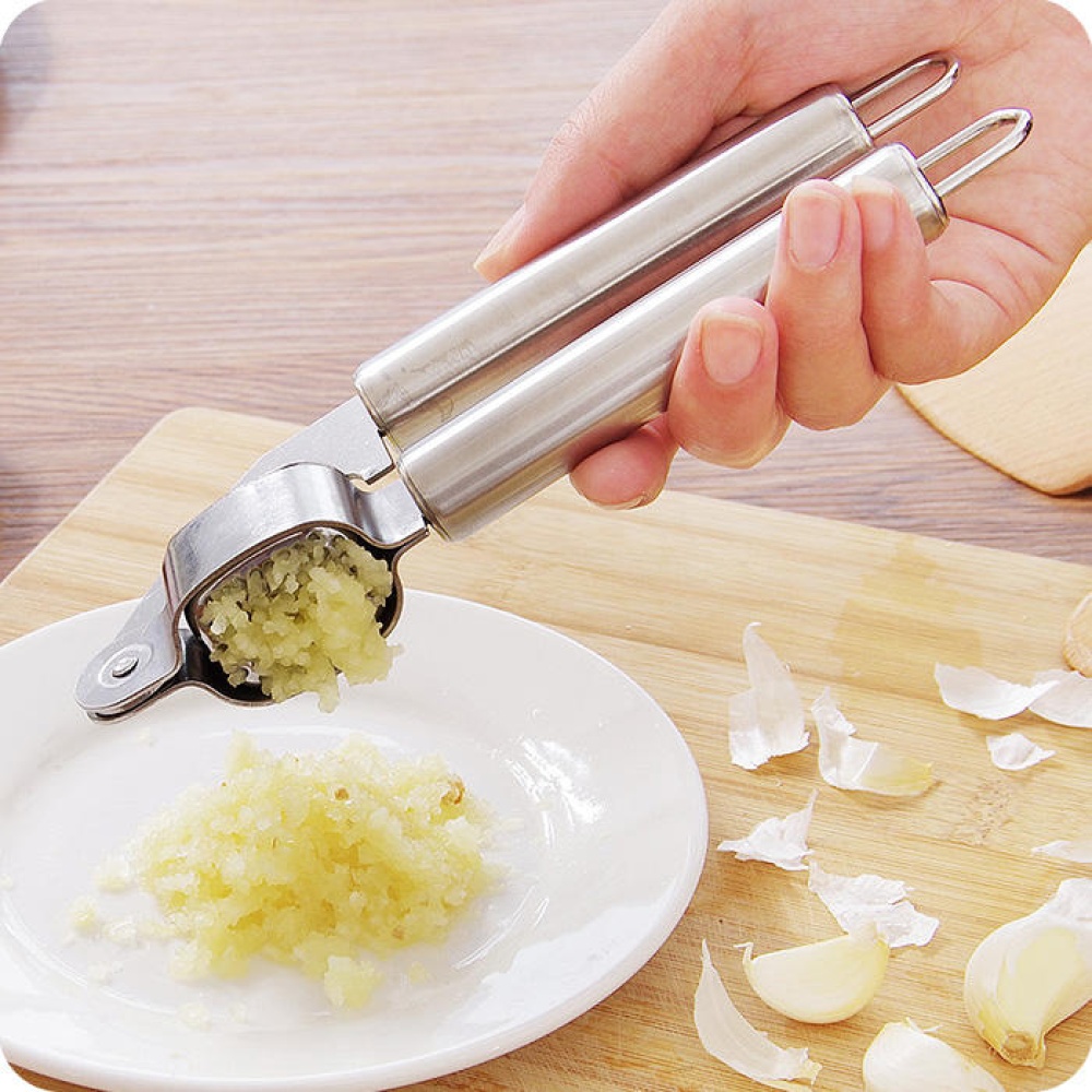 New Stainless Steel Garlic Press Hand Presser Crusher Ginger Squeezer Slicer Masher Kitchen Tool - Image 2