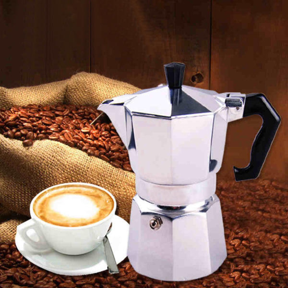 Aluminum Moka Espresso Latte Percolator Stove Coffee Maker Pot Coffee Percolators - 150ml - Image 2