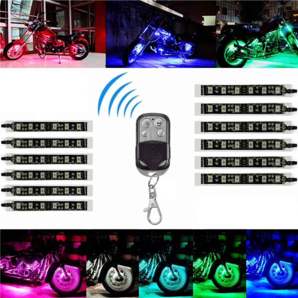 12x LED Remote Wireless Neon Light Strips Kit For Car Truck Lorry Boat Motor Bike - Image 2