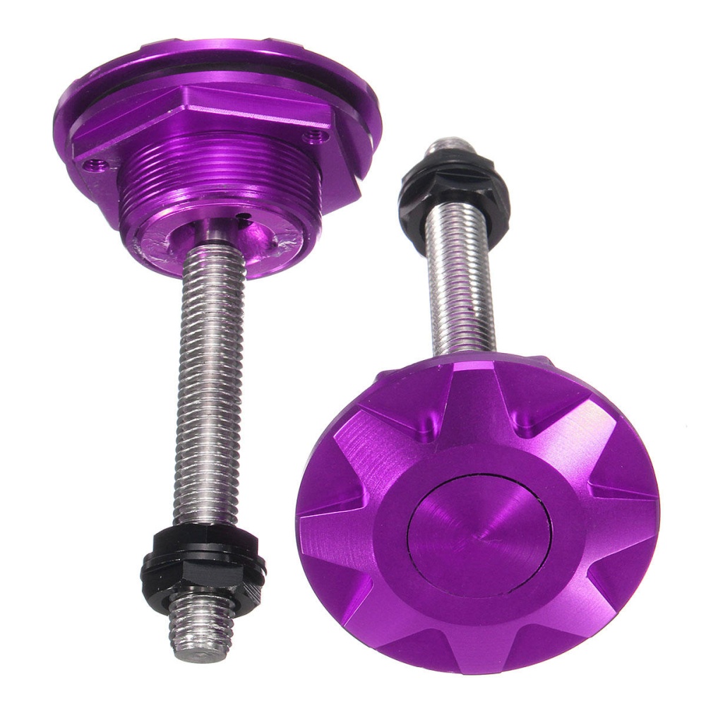 1 Pair Universal Metal Push Button Billet Hood Pins Bonnet Release Lock Clip Kit - Purple - Image 2