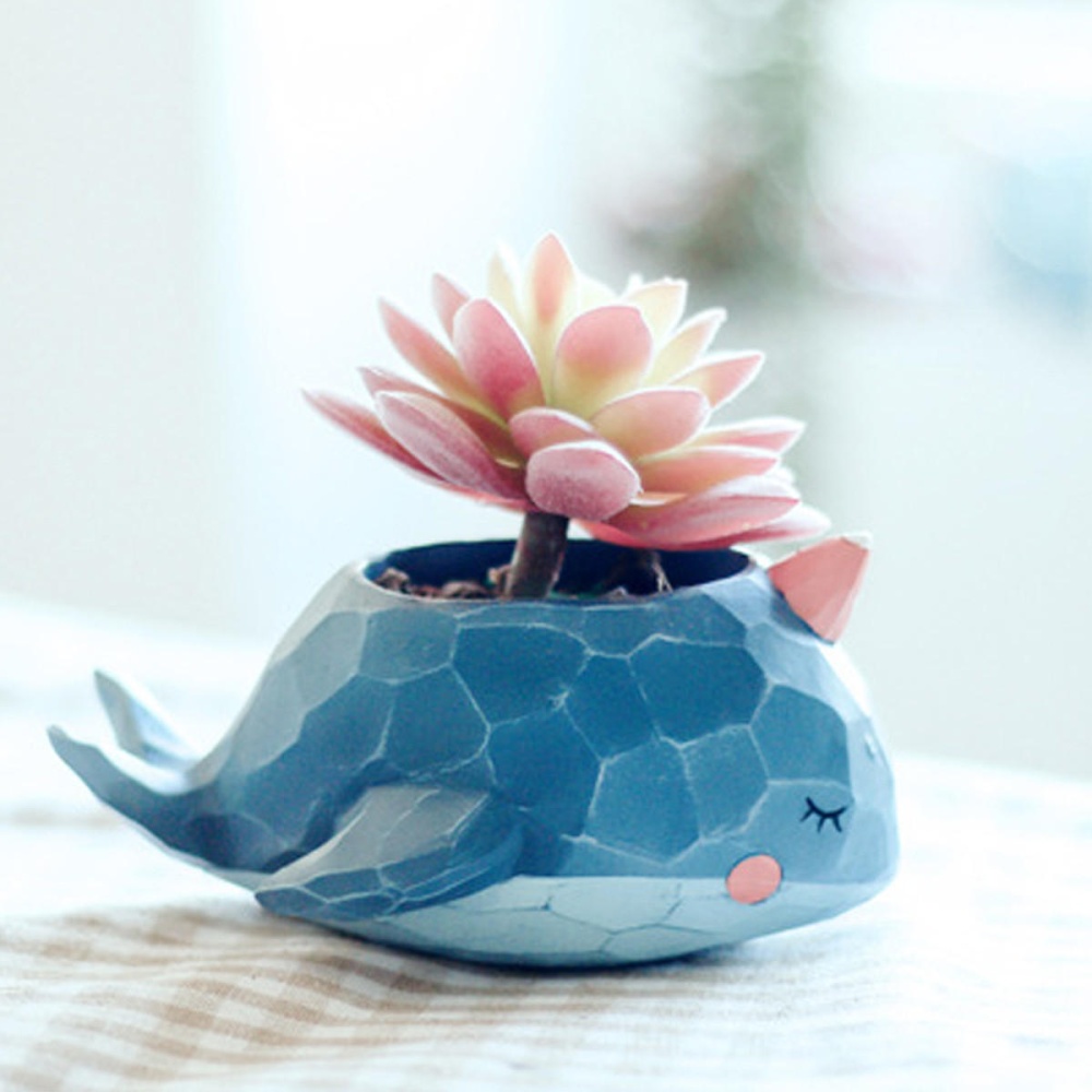 Whale Planter Resin Potted Plants Succulent Cactus Flower Pot Craft Ornaments - Pink - Image 2