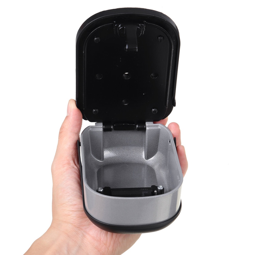 Key Lock Box Wall Mounted Aluminum Alloy Key Safe Box Weatherproof Gray / Black - Silver