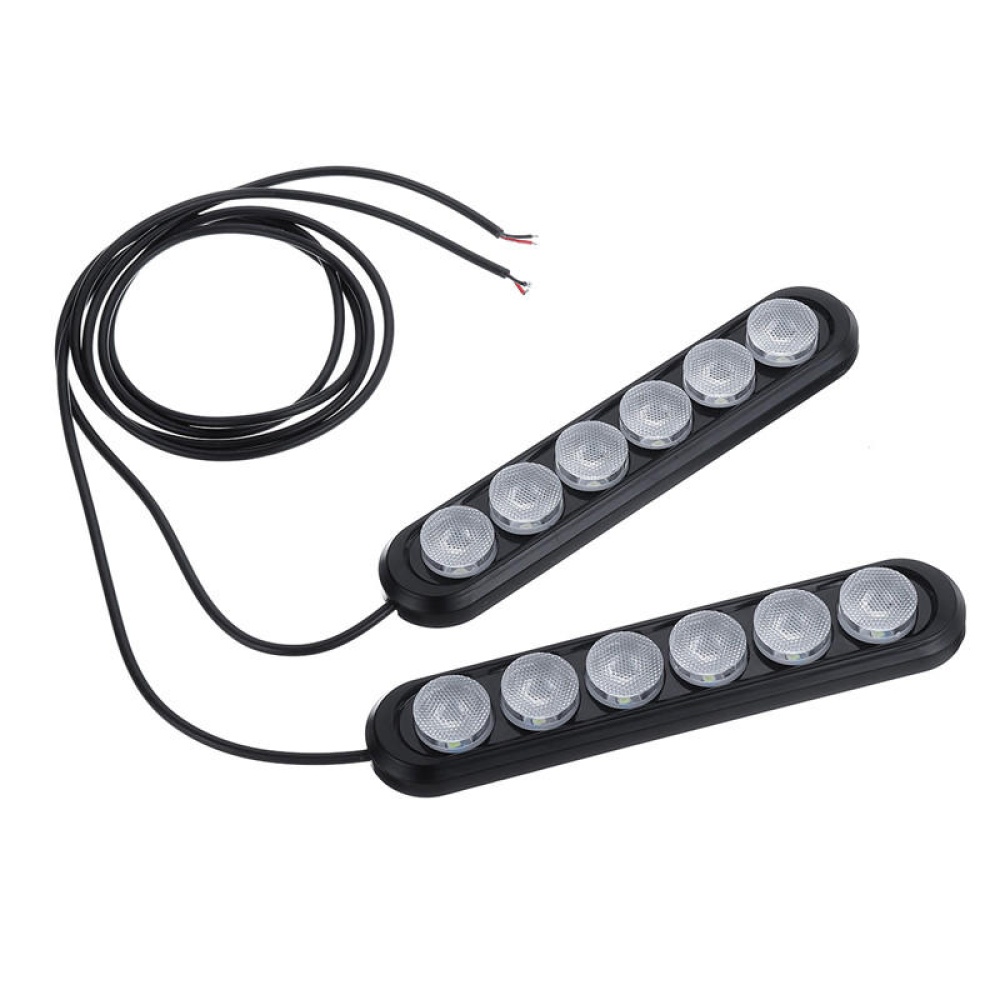 12V 6 LED DRL White Daytime Running Lights Driving Bulbs Daylight Car Fog Lamp - Black - Image 2