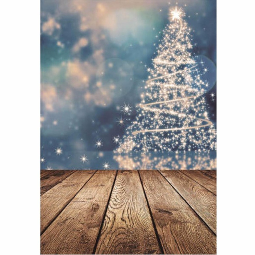 5x7FT Vinyl Photography Background Merry Christmas Tree Theme Wooden floor Backdrop for Photo Studio - Image 2