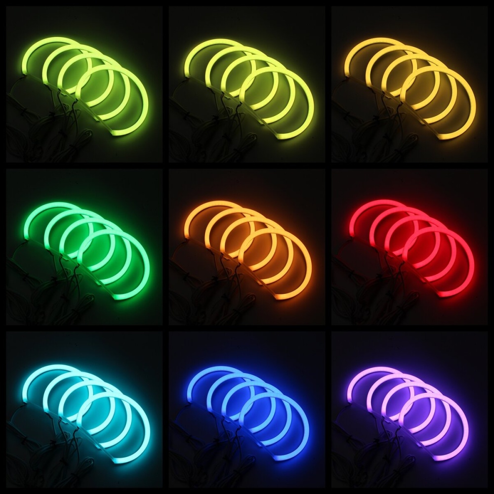 4Pcs 131mm Multi-Color RGB LED Angel Eye Halo Ring Light Headlight For BMW E36 E38 E39 E46 - Image 2