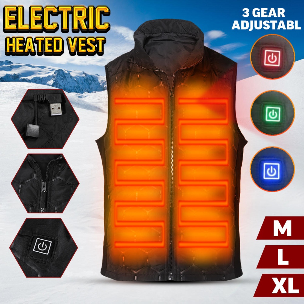 Electric USB Winter Heated Warm Vest Men Women Heating Coat Jacket Clothing Ski - L - Image 2