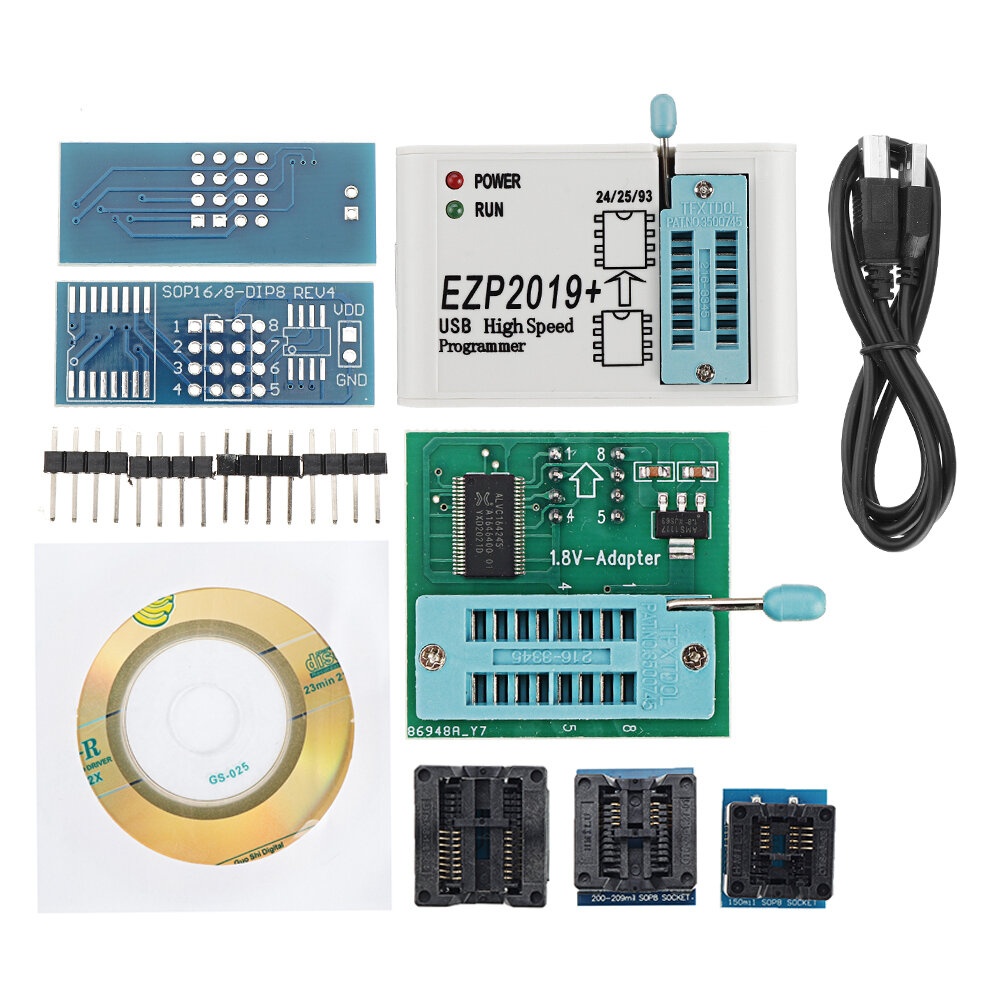 EZP2019 Prise en charge du programmeur USB SPI haute vitesse 24 25 93 EEPROM 25 Flash Puce BIOS + 6 adaptateurs
