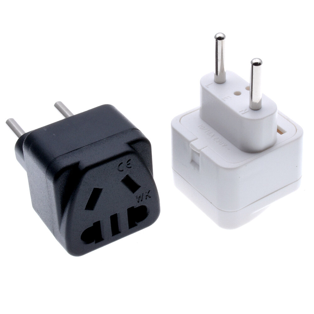 10A 250V Europe 2 Pins Electrical AC Power Adapter Plug Chinese Universal EU AU 2 Pin Travel Adaptor Plug Socket Converter - White
