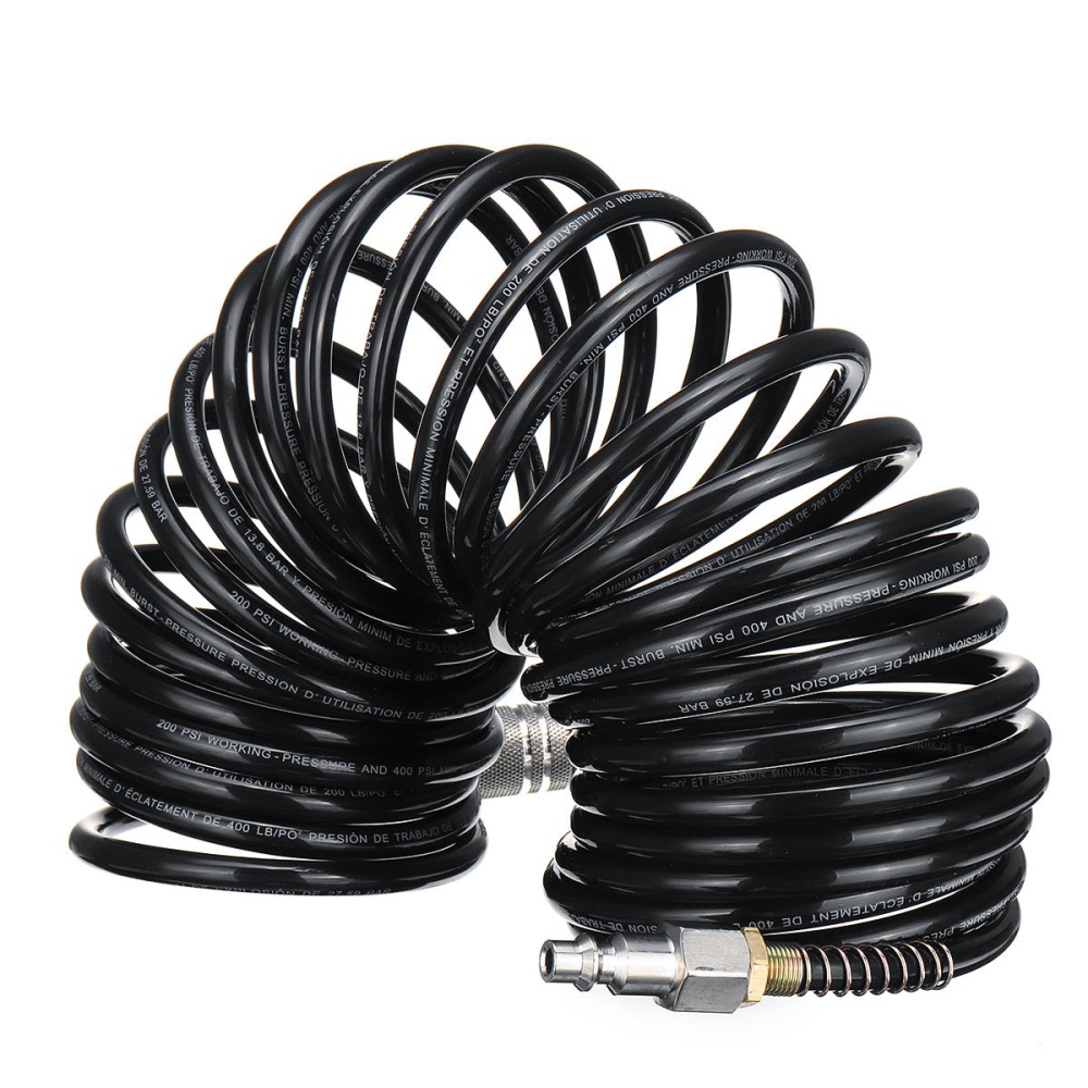 25FT Air Hose Fittings Recoil Pneumatic Airline Compressor 200PSI Quick Coupler - Image 2