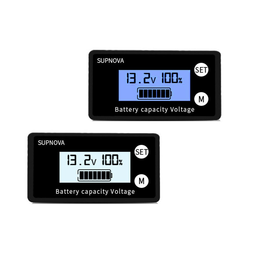 Automobile Electric Vehicle Motorcycle Lithium Lead-acid Battery Voltage and Electricity Percentage Meter Detection Tester - White Temperature+Alarm