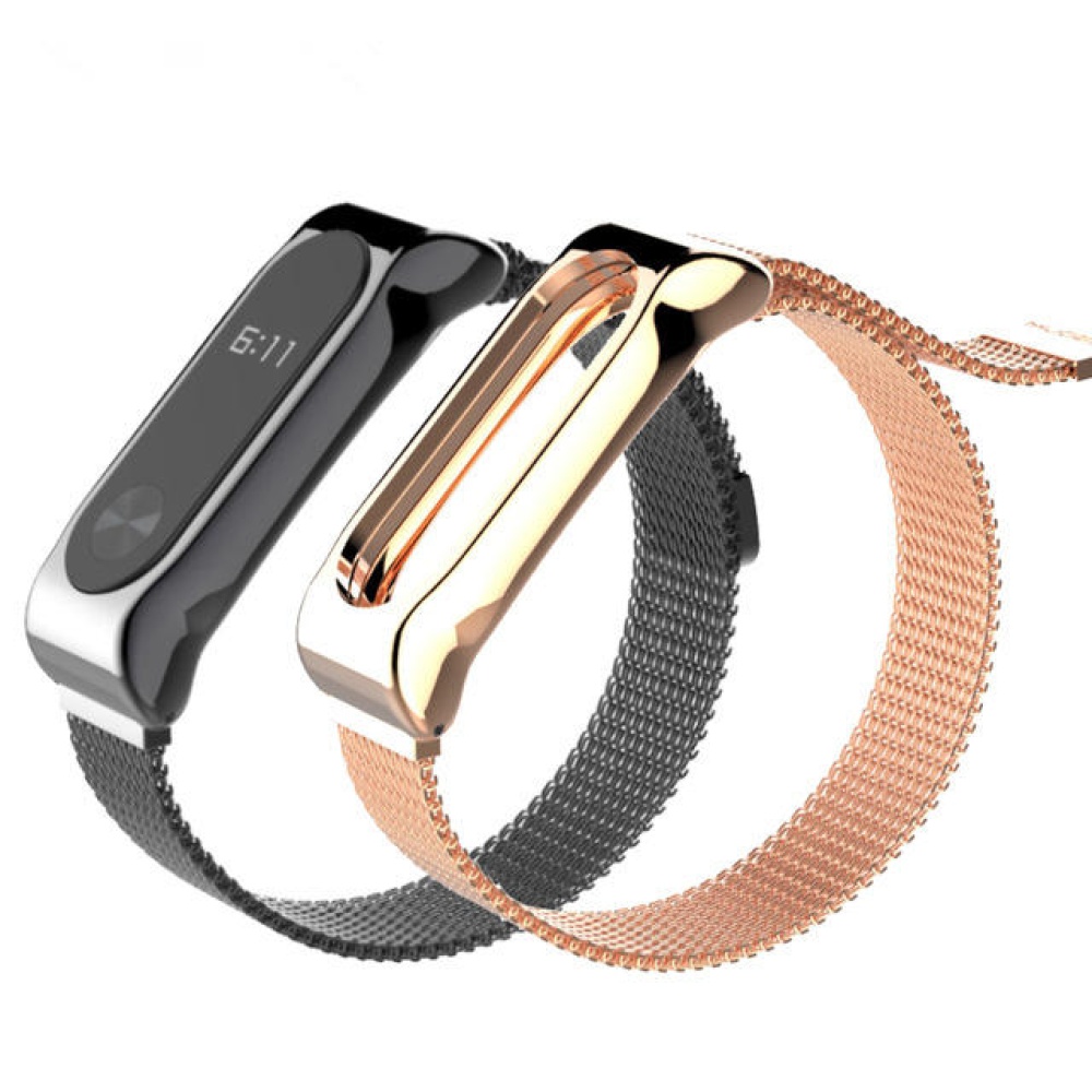 Mijobs Magnetic Buckle Metal Replacement Stainless Steel Strap for Xiaomi MiBand 2 Non-original - Silver