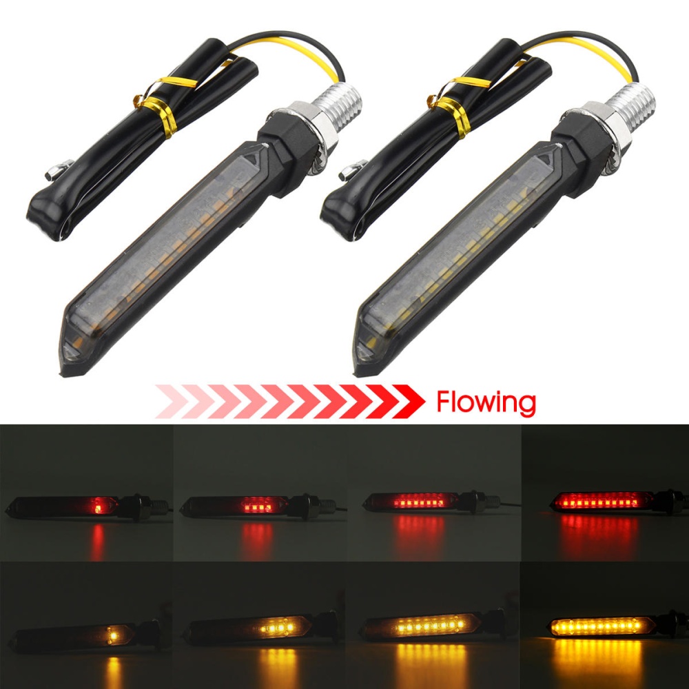 1Pcs Yellow/Red Motorcycle Flowing LED Turn Signal Indicator Lamp Sequential Lights Universal - Red - Image 2