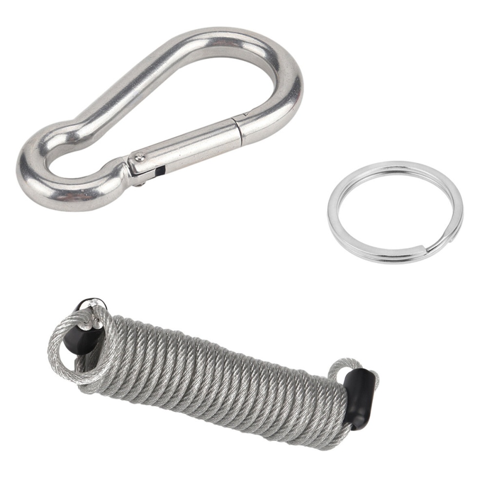 8*80mm Stainless Steel Insurance Buckle Anti-drop Safety Spring Rope for RV Trailer - red - Image 2