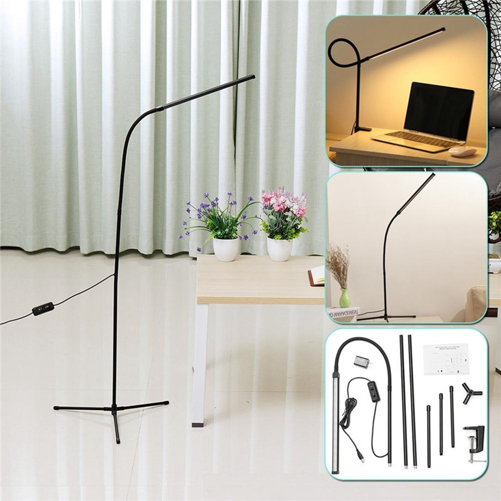 Adjustable LED Floor Lamp Standing Reading Home Office Dimmable Desk Table Light - Black