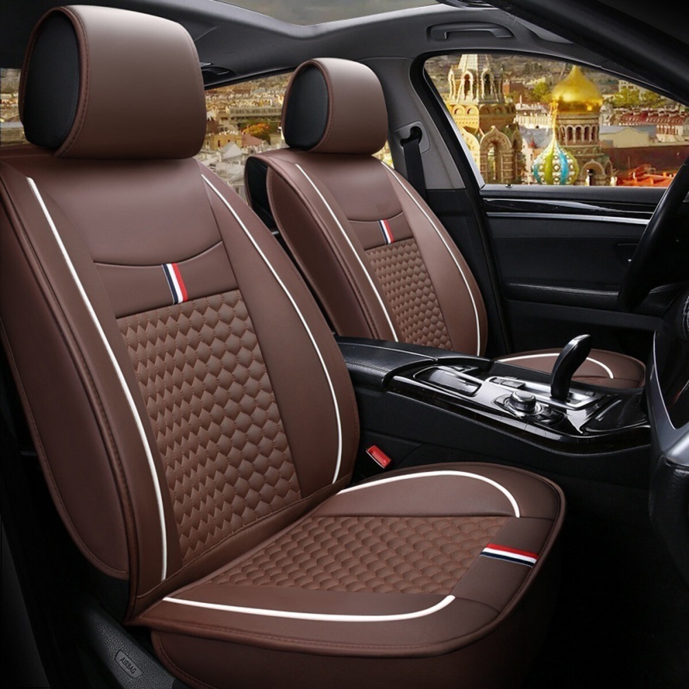 1x Front Car Full Seat Cover Waterproof Dustproof PU Leather Protector Mat Pad - Black willow - Image 2