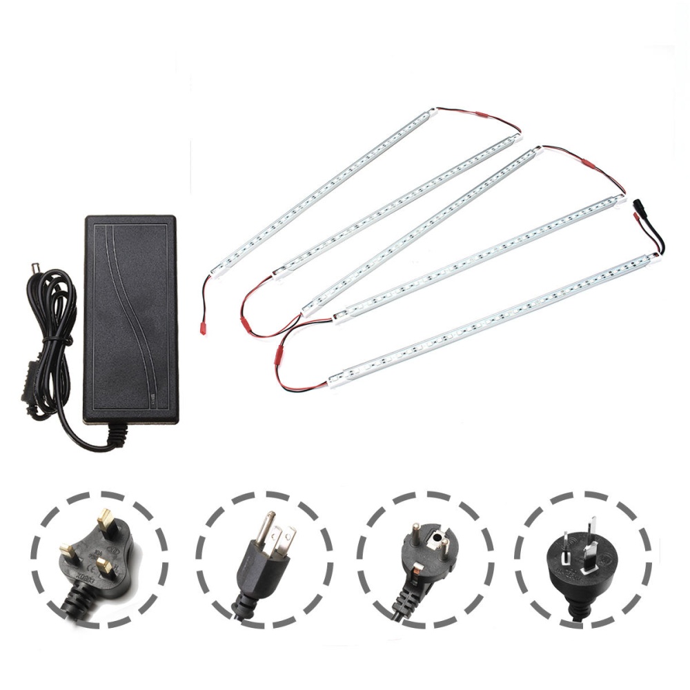 5PCS 50CM SMD5050 Non-waterproof 5:1 LED Strip Light + 5A Power Adapter for Grow Plant Garden DC12V - AU Plug - Image 2