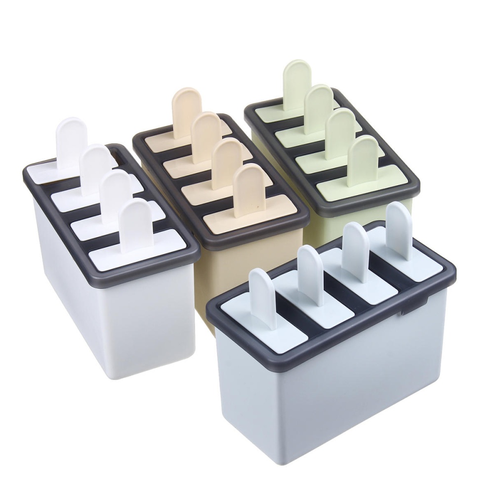 4 Cavity Popsicle Frozen Mould PP Material Cake Baking Mould DIY Ice Cream Mold Decorations - Beige - Image 2