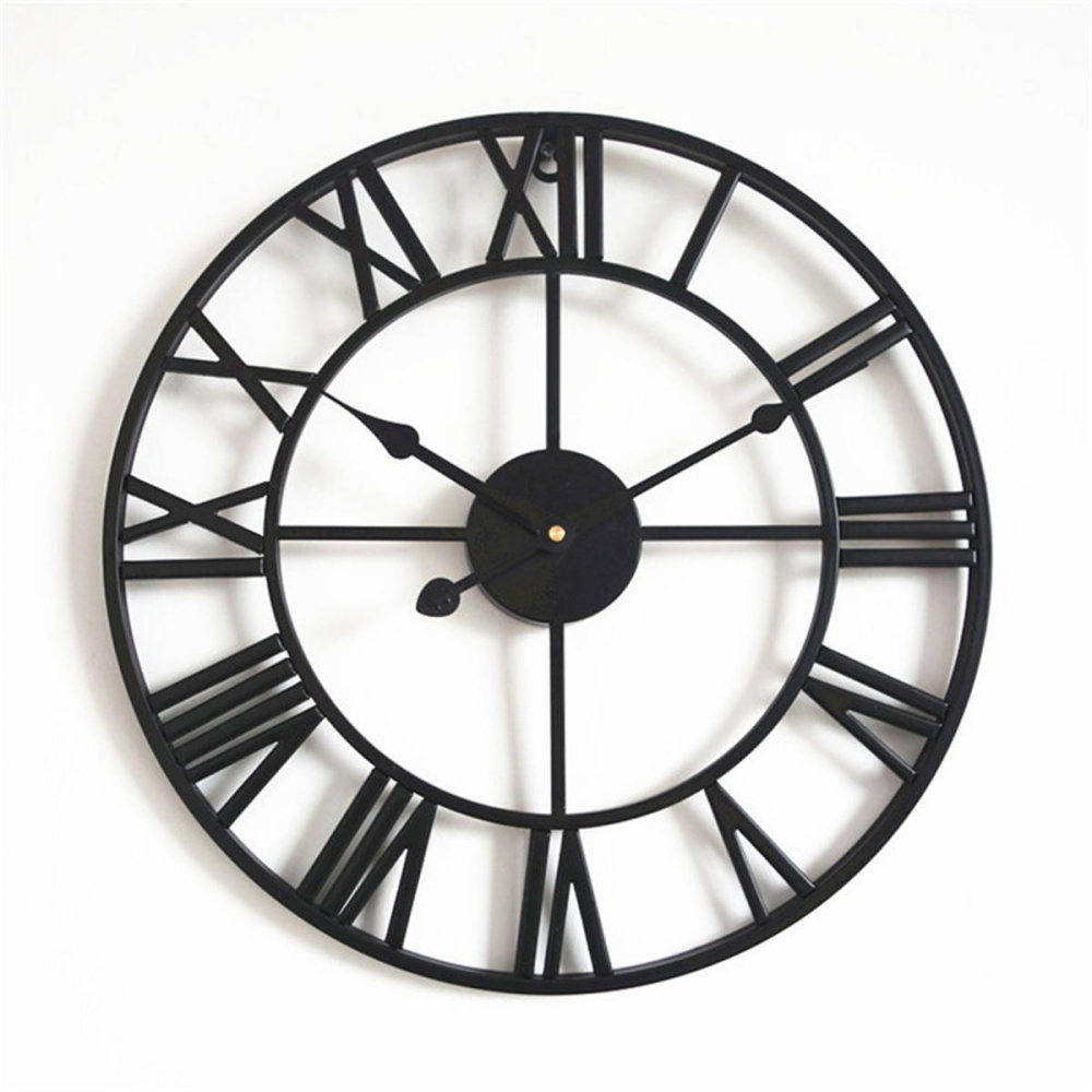 40cm/50cm Large Metal Skeleton Wall Clock Antique gold Home Decor Round Living Room - Gold 40cm - Image 2