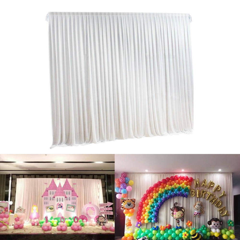 2M X 2M White Stage Background Backdrop Drape Curtain Swags Wedding Party US - Image 2