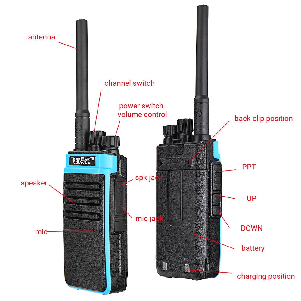 FEDEJIE GT-828 8W 4800mAh Handheld Walkie Talkie 400-470MHz 16 Channnel Support Alarm Function for Hiking Civilian Intercom - Yellow - Image 2