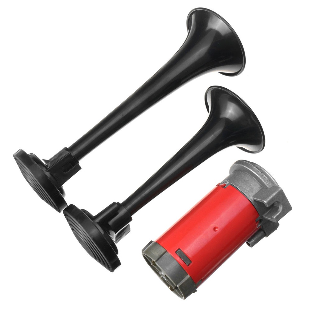 24V Air Horn Train Kit Dual Trumpet Ultra Loud For Car Truck Motorcycle Black - Image 2