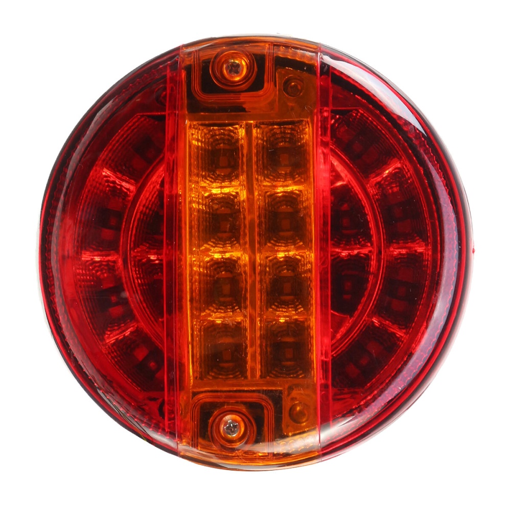 10-30V Car Rear Tail Light Round Hamburger LED Lamp For Lorry Truck Van Trailer - Yellow - Image 2