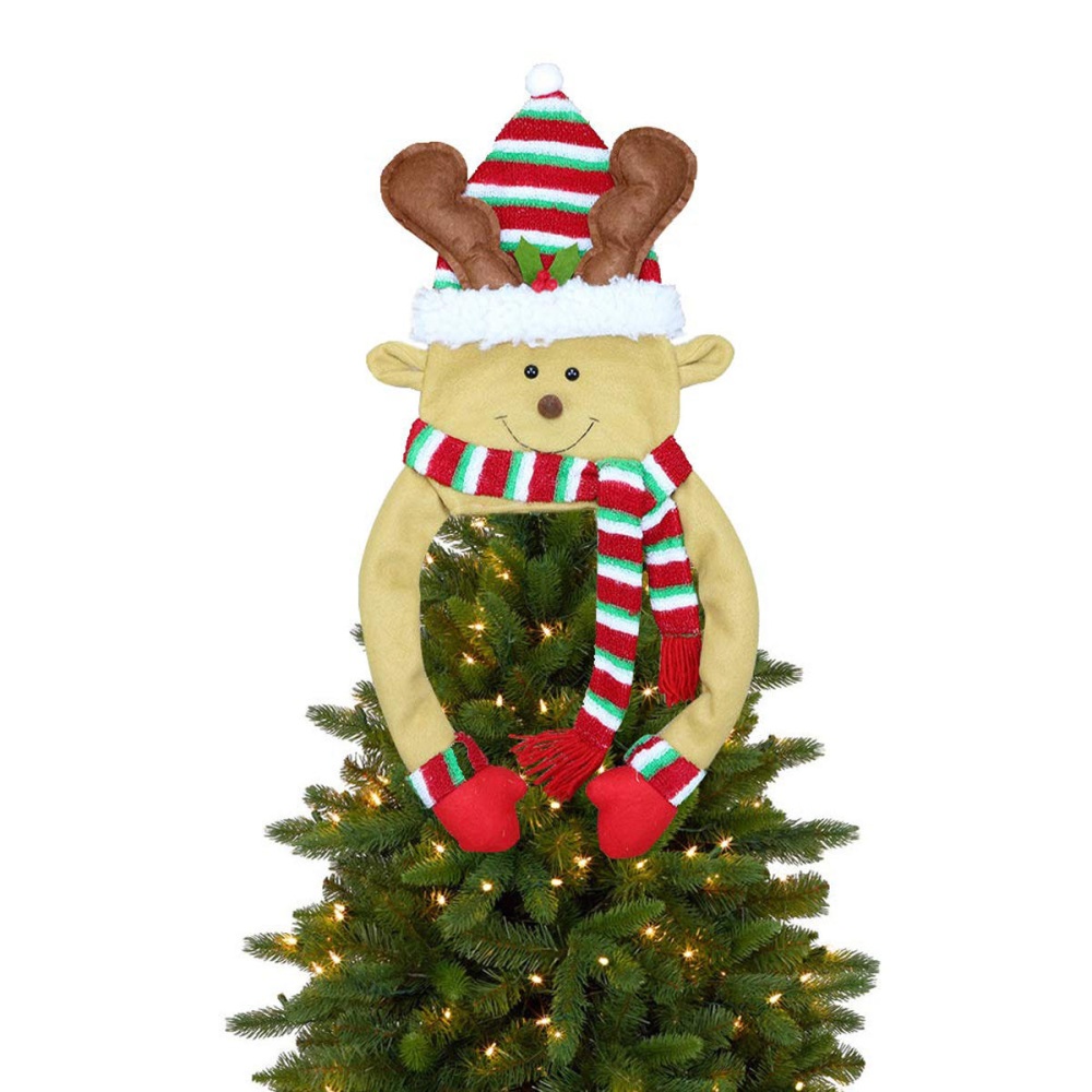 Tree Snowman Elk Deer Santa Topper Ornament Xmas Tree Party Decoration - A - Image 2